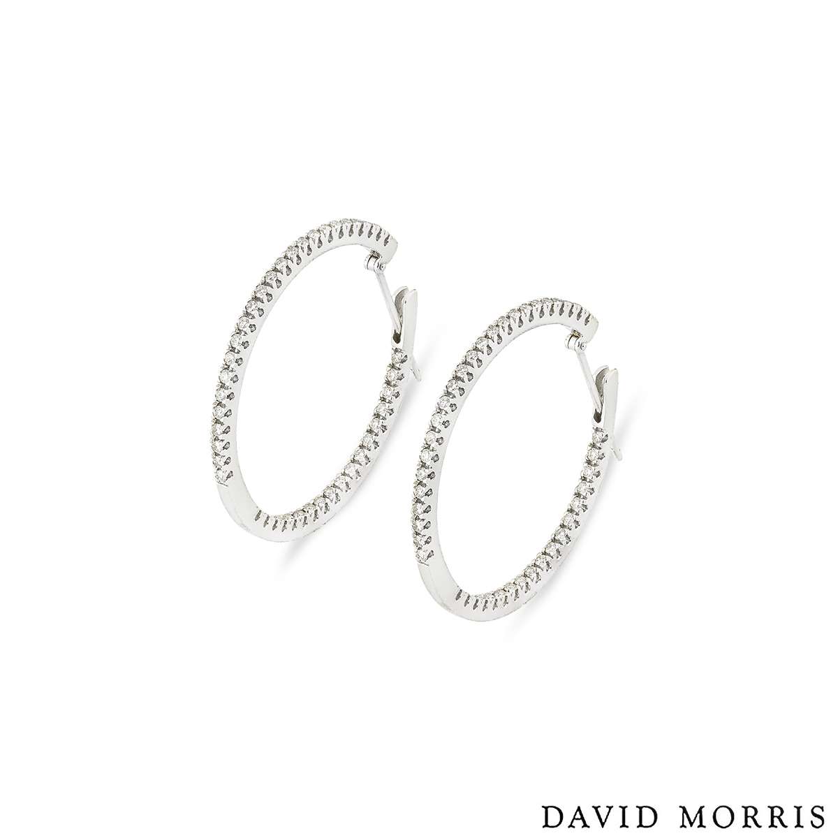 David Morris White Gold Diamond Hoop Earrings David Morris White Gold Diamond Hoop Earrings
